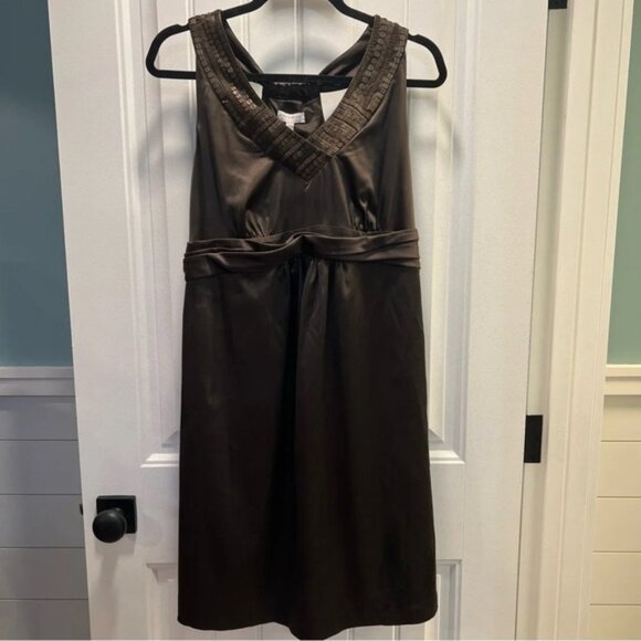 A Pea in the Pod Dark Brown Beaded Maternity Redefined Dress. Size Large. NWT. - Picture 1 of 16